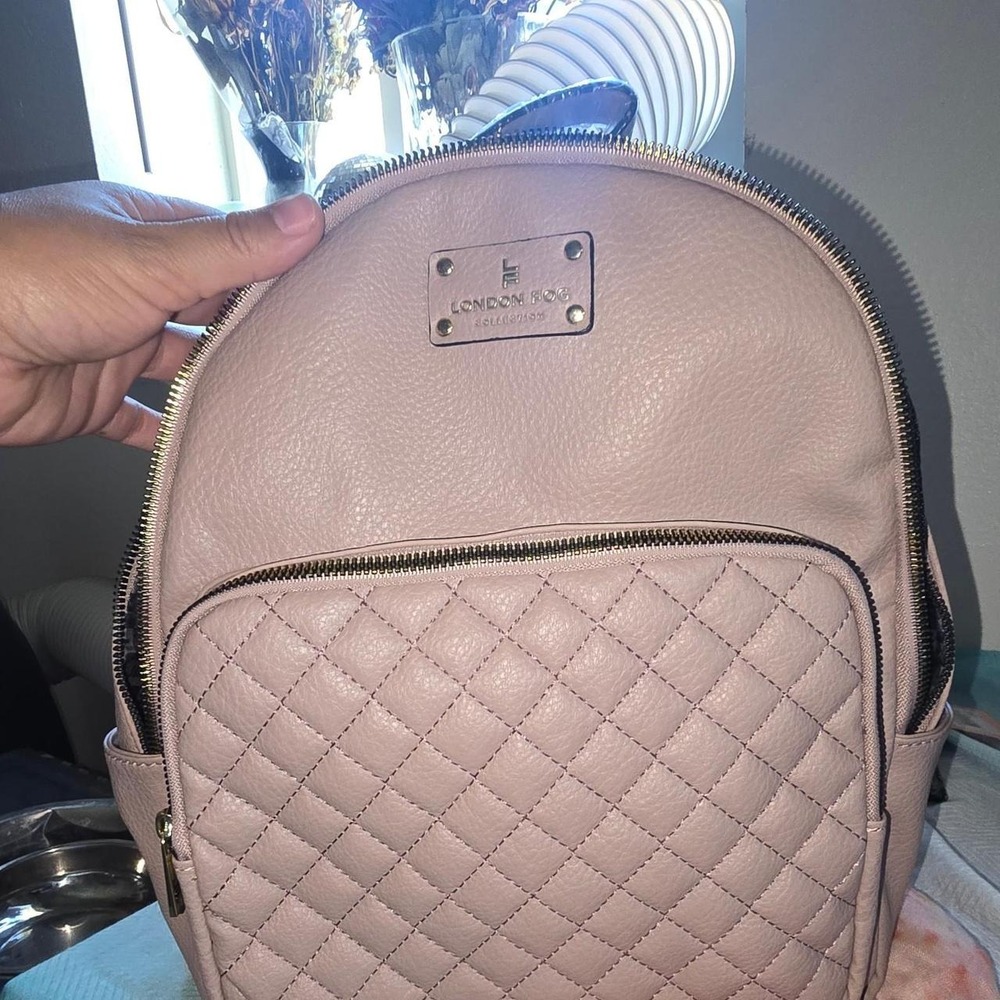 London Fog Eldie Pebble Backpack Mauve Faux Leather